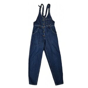 Vintage Lee Womens Denim Bib Overalls Button Front Taper Leg Size 3 Made In USA